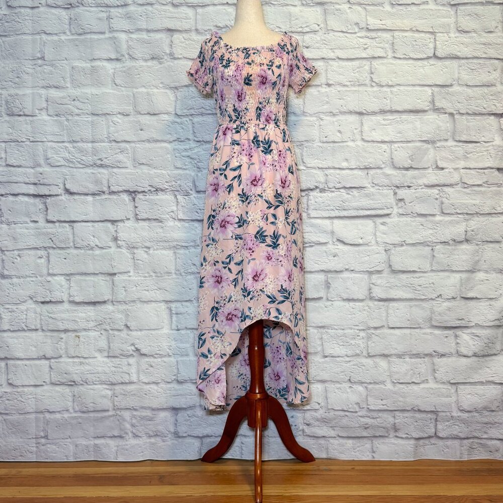C Label Pink Floral High Low Dress
